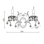 ΕΠΙΤΟΙΧΟ ΦΩΤΙΣΤΙΚΟ 2ΧΕ14 ΜΕΤΑΛΛΙΚΗ ΑΠΛΙΚΑ ΠΑΤΙΝΑ ΛΕΥKO ΧΡΥΣO ΜΕ ΚΡΥΣΤΑΛΛΑ 38Χ24,5Χ19CM SARDINIA - Image 2