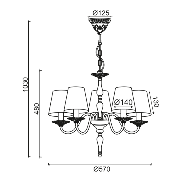 ΚΡΕΜΑΣΤΟ 5ΧΕ14 ΜΕΤΑΛ ΠΑΤΙΝΑ ΛΕΥΚΟ/ΜΑΥΡΟ+ΑΜΠΑΖΟΥΡ Φ57ΧΗ103CM KARPATHIA - Image 2