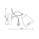 ΕΠΙΤΟΙΧΟ ΦΩΤΙΣΤΙΚΟ 1ΧΕ14 ΜΕΤΑΛΛΟ ΠΑΤΙΝΑ ΧΡΥΣΟ+ΛΕΥΚΟ ΓΥΑΛΙ+ΚΡΥΣΤΑΛΛΟ 12Χ18,5Χ26,4CM QUINCE - Image 2