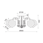 ΦΩΤΙΣΤΙΚΟ ΟΡΟΦΗΣ 5ΧΕ27 ΜΕΤΑΛΛΟ ΠΑΤΙΝΑ+ΓΥΑΛΙ+ΚΡΥΣΤΑΛΛΑ Φ55ΧΗ22,5CM OPORTO - Image 2