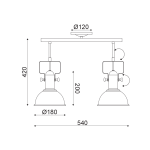 ΟΡΟΦΗΣ ΦΩΤΙΣΤΙΚΟ  2ΧΕ27 ΜΕΤΑΛΛΙΚΟ ΜΑΥΡΟ Φ18X54XH41cm RIVIERA - Image 2