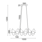 ΚΡΕΜΑΣΤΟ ΦΩΤΙΣΤΙΚΟ 6ΧG9 ΧΡΥΣΟ/ΜΑΥΡΟ ΜΕΤ/ΚΟ ΜΕ ΛΕΥΚΟ ΓΥΑΛΙ 100Χ26ΧΗ120CM POLYGON - Image 2
