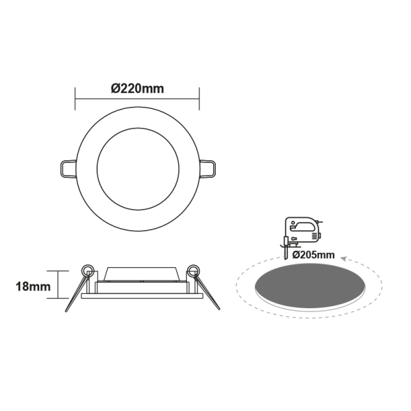 LED PANEL ΣΤΡΟΓΓΥΛΟ ΛΕΥΚΟ 22W 6500K 2400Lm Φ220 230V AC Ra80 - Image 2