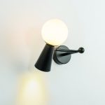 ΕΠΙΤΟΙΧΟ ΦΩΤΙΣΤΙΚΟ ΑΠΛΙΚΑ 1xG9 & 1xGU10 KIMOLOS ΜΑΥΡΟ ΜΕ ΛΕΥΚΟ ΓΥΑΛΙ 22Χ20Χ17CM - Image 2