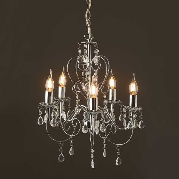 ΚΡΕΜΑΣΤΟ Φ/Σ 5ΧΕ14 ΜΕΤΑΛΛΙΚΟ ΧΡΩΜΙΟ-ΑΚΡΥΛΙΚΟ  Φ43xH58cm DUMAS - Image 2