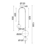 ΚΡΕΜΑΣΤΟ ΦΩΤΙΣΤΙΚΟ LED 15W 3000K 1500LM AMELIA ΜΑΥΡΟ ΜΕΤΑΛΛΟ ΜΕ ΛΕΥΚΟ ΓΥΑΛΙ D37XH130CM - Image 3