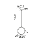 ΚΡΕΜΑΣΤΟ ΦΩΤΙΣΤΙΚΟ  LED 8W 3000K 750LM ΜΑΥΡΟ ΜΕΤΑΛΛΙΚΟ 22X11XH129CM EUCLID3 - Image 2