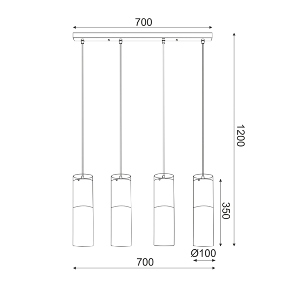 ΚΡΕΜΑΣΤΟ ΦΩΤΙΣΤΙΚΟ  4ΧΕ27 ΧΡΩΜΙΟ ΓΥΑΛΙ+ΜΕΤΑΛΛΟ 70Χ10ΧΗ120CM DEJAVU - Image 3