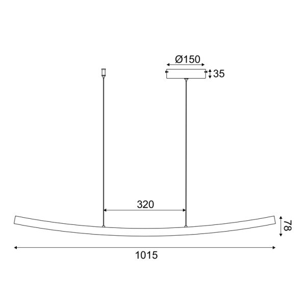ΚΡΕΜΑΣΤΟ ΦΩΤΙΣΤΙΚΟ ΡΑΓΑ LED 20W 3000K 1400LM NAAVA ΜΑΥΡΟ IP20 102X15X110CM - Image 2