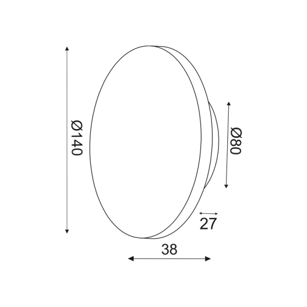 ΕΠΙΤΟΙΧΟ ΦΩΤΙΣΤΙΚΟ LED 5W 3000Κ ΜΑΥΡΟ MDF ΚΥΚΛΟΣ Φ14ΧΗ3,6CM ECLIPSE - Image 2