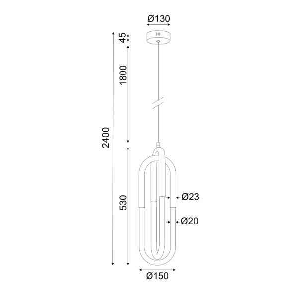 ΚΡΕΜΑΣΤΟ ΦΩΤΙΣΤΙΚΟ LED 16W 3000K 1120LM VENUS ΧΡΩΜΙΟ ΜΕΤ/ΚΟ IP20 15X15XH230CM - Image 2