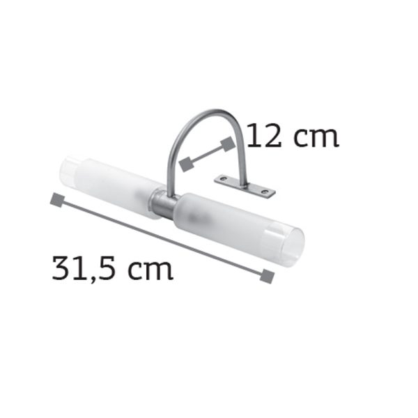 Φωτιστικό απλίκα για έπιπλο μπάνιου 2 φώτα με γυαλί αμμοβολής (1046-Χρώμιο) - Image 2