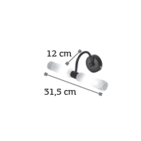 Επιτοίχιο φωτιστικό από μαύρο μέταλλο και αμμοβολή γυαλί (1048) - Image 2