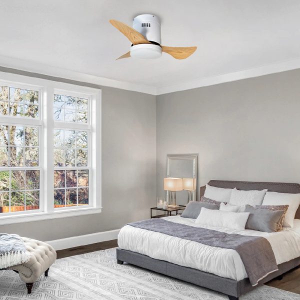 Ανεμιστήρας Οροφής Elsinore -15W 3CCT LED Fan Light σε λευκό χρώμα με ξύλινη απόχρωση στα πτερύγια (102000410) - Image 2