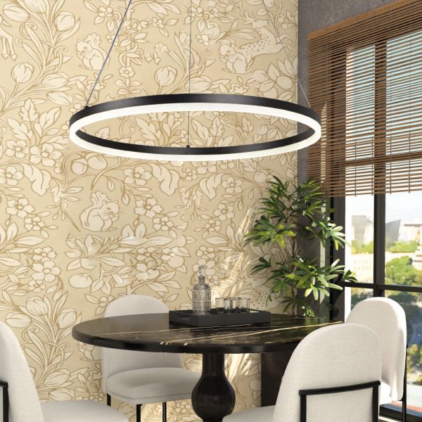 Κρεμαστό φωτιστικό LED 45W 3CCT (by switch on base) D:60cm (6095-C-Black) - Image 3