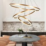 Κρεμαστό φωτιστικό LED 100W 3CCT (by switch on base) D:60cm (6095-A-Golden) - Image 3