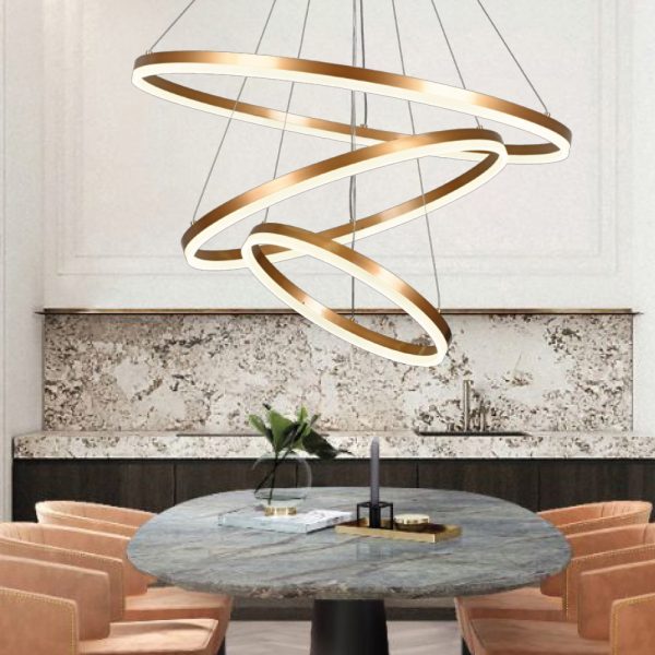 Κρεμαστό φωτιστικό LED 100W 3CCT (by switch on base) D:60cm (6095-A-Golden) - Image 3