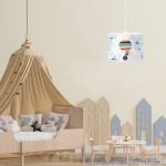 Επιτραπέζιο φωτιστικό από λευκό μέταλλο και καπέλο D:30cm (3024) - Image 3