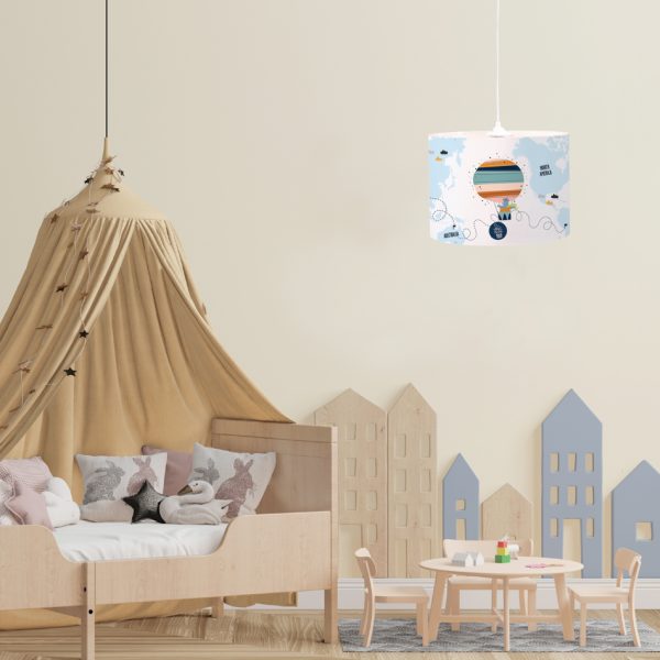 Επιτραπέζιο φωτιστικό από λευκό μέταλλο και καπέλο D:30cm (3024) - Image 3