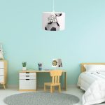 Επιτραπέζιο φωτιστικό από λευκό μέταλλο και καπέλο D:30cm (3026) - Image 2