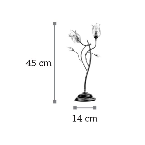 Επιτραπέζιο φωτιστικό από οξυντέ μέταλλο κρύσταλλα και μελί γυαλί (3324-Οξυντέ) - Image 2