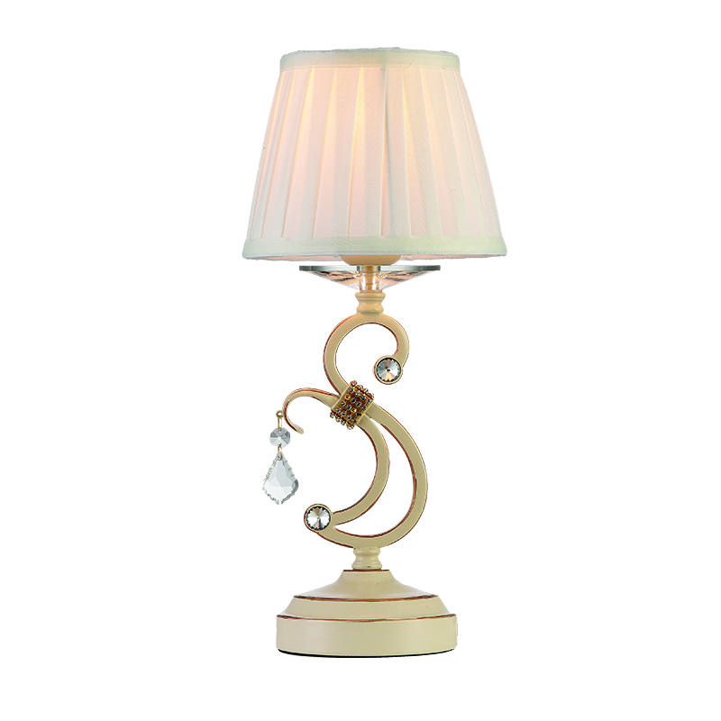 3404 Επιτραπέζιο φωτιστικό με κρύσταλλα και μέταλλο σε μπεζ χρώμα - Image 1