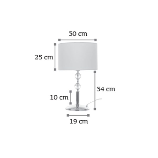 Επιτραπέζιο φωτιστικό από χρώμιο μέταλλο κρύσταλλο και υφασμάτινο καπέλο (3422-Χρώμιο) - Image 2
