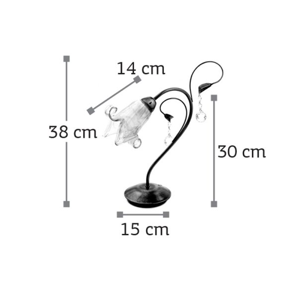 Επιτραπέζιο φωτιστικό από οξυντέ μέταλλο κρύσταλλα και μελί γυαλί (3427-Οξυντέ) - Image 2