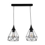 Κρεμαστό φωτιστικό από μαύρο μέταλλο 2XE27 D:40cm (4024-2-BL-RAIL)