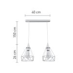 Κρεμαστό φωτιστικό από λευκό μέταλλο 2XE27 D:40cm (4024-2-WH-RAIL) - Image 3