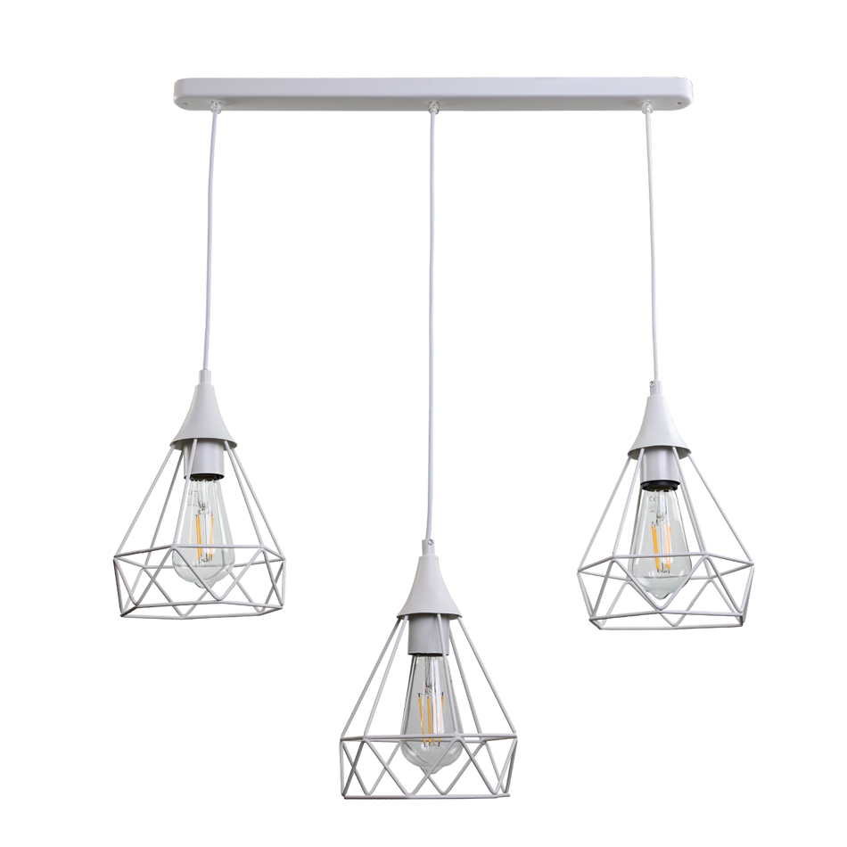 4024-3-WH-RA Κρεμαστό φωτιστικό από λευκό μέταλλο 3XE27 D:60cm (4024-3-WH-RAIL) - Image 1