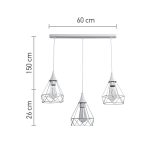 Κρεμαστό φωτιστικό από λευκό μέταλλο 3XE27 D:60cm (4024-3-WH-RAIL) - Image 2