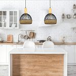 Κρεμαστό φωτιστικό από μαύρο μέταλλο, σχοινί και ξύλο 1XE27 D:35cm (4027-Α) - Image 2