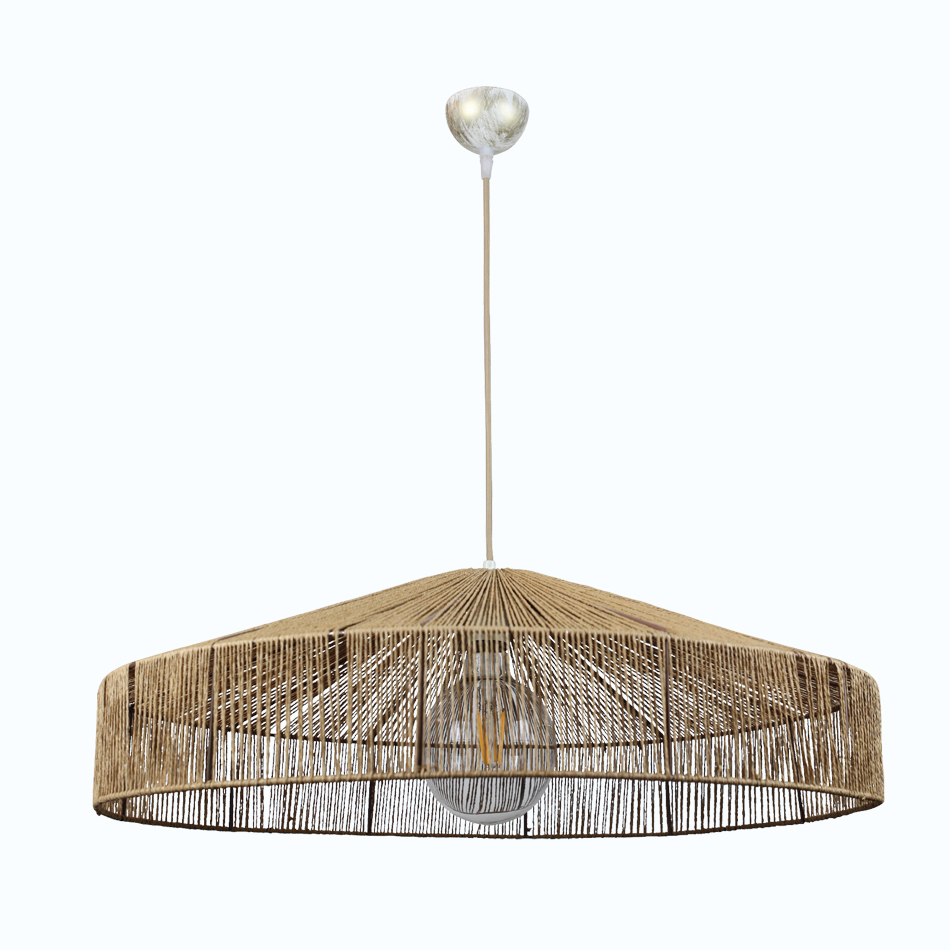 4029A Κρεμαστό φωτιστικό καφέ από σχοινί 1XE27 D:45cm (4029-Β) - Image 1