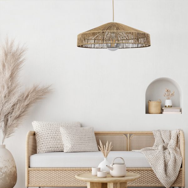 Κρεμαστό φωτιστικό καφέ από σχοινί 1XE27 D:45cm (4029-Β) - Image 2