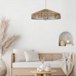 Κρεμαστό φωτιστικό καφέ από σχοινί 1XE27 D:70cm (4029-Α) - Image 3