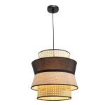 Μονόφωτο καπέλο ψάθα-ύφασμα 1XE27 D:30cmX25cm (4045) - Image 2