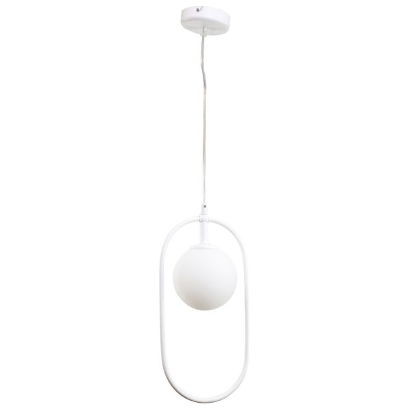 Κρεμαστό φωτιστικό σε λευκή απόχρωση και λευκή οπαλίνα 1XG9 D:40cm (4050-WH) - Image 2