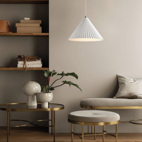 Κρεμαστό φωτιστικό λευκό από γύψο 1XE27 D:30cm (4065-White) - Image 3