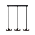 Κρεμαστό φωτιστικό LED με φιμέ γυαλί 70x200cm 3CCT 3960LM 3x12W (4075-3R-Black/Smoky) - Image 2