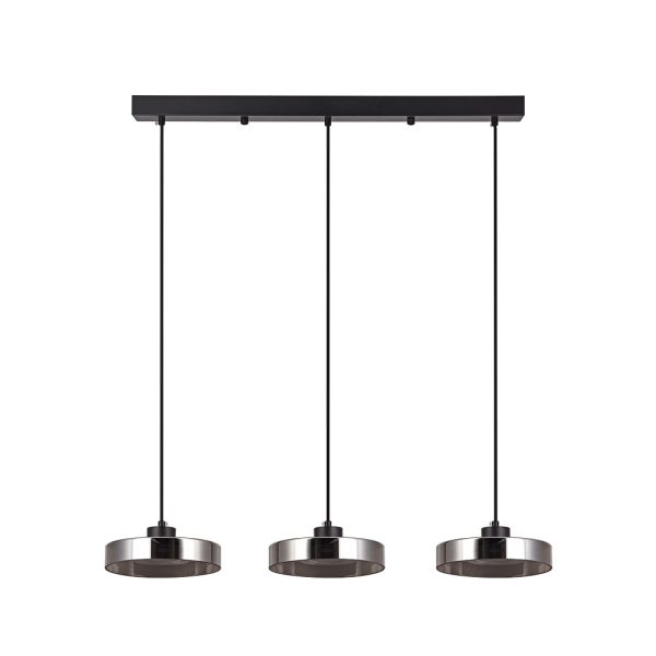 Κρεμαστό φωτιστικό LED με φιμέ γυαλί 70x200cm 3CCT 3960LM 3x12W (4075-3R-Black/Smoky) - Image 2