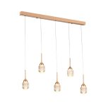 Κρεμαστό φωτιστικό LED 5*10W από χρυσαφί μέταλλο και ακρυλικό D:60x200cm (4077R-5-Golden) - Image 3