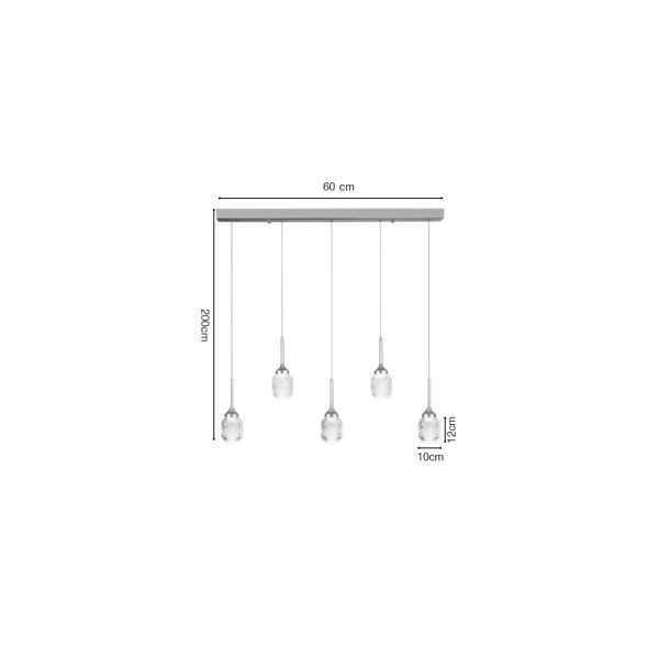 Κρεμαστό φωτιστικό LED 5*10W από χρυσαφί μέταλλο και ακρυλικό D:60x200cm (4077R-5-Golden) - Image 4