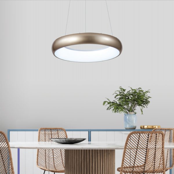 Κρεμαστό φωτιστικό LED 54W 3CCT από χρυσαφί και λευκό ακρυλικό D:40cm (42024-B-Golden) - Image 3