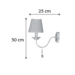 Επιτοίχιο μεταλλικό φωτιστικό από λευκή πατίνα, κρύσταλλα και υφασμάτινο καπέλο 1XE14 D:25cm (43023) - Image 2