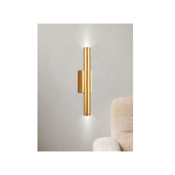 Επιτοίχιο φωτιστικό LED 2*5W 3000K σε χρυσαφί απόχρωση απο αλουμίνιο D:30x6cm (43061-Golden) - Image 2