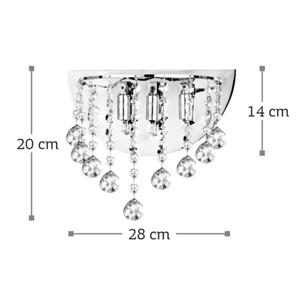 Επιτοίχιο φωτιστικό από χρώμιο μέταλλο και διάφανα κρύσταλλα (43218-Χρώμιο) - Image 2