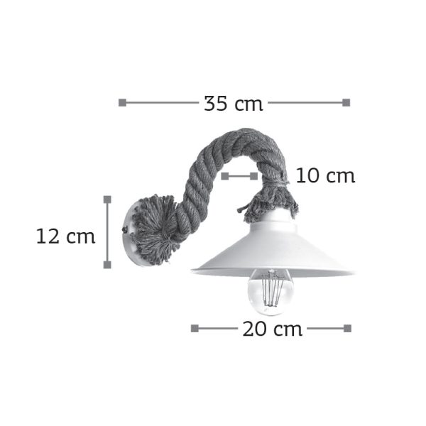 Επιτοίχιο φωτιστικό μεταλλικό σε λευκό χρώμα με σχοινί - Image 2