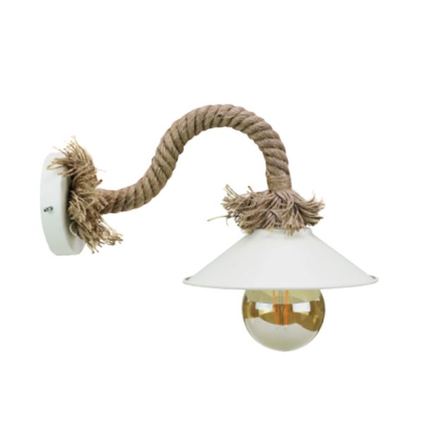 Επιτοίχιο φωτιστικό μεταλλικό σε λευκό χρώμα με σχοινί - Image 3