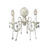 Επιτοίχιο φωτιστικό από μέταλλο σε μπεζ πατίνα και κρύσταλλα (43355-2Φ-Μπεζ Πατίνα) - Image 3